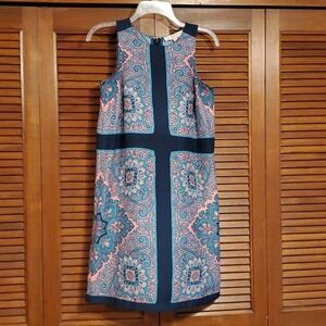 LOFT Paisley Print Sleeveless Dress - Blue and Pink